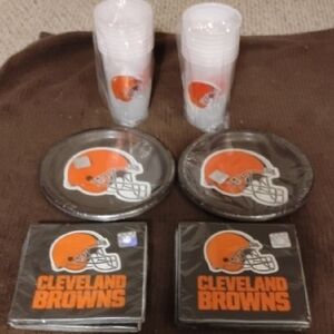 Cleveland Browns Party Supplies in Orange and Black Disposable Tableware